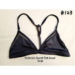 Swim top Bra Victoria's Secret Pink  black racerback  large mesh trim